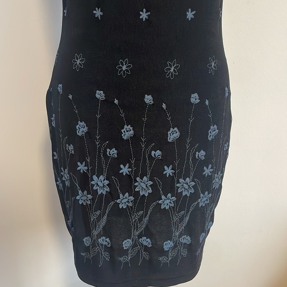 Soft Grunge Romantic Mini Dress Ecru Floral Med Black Daisy Ditzy 00s Whimsi - Picture 7 of 13